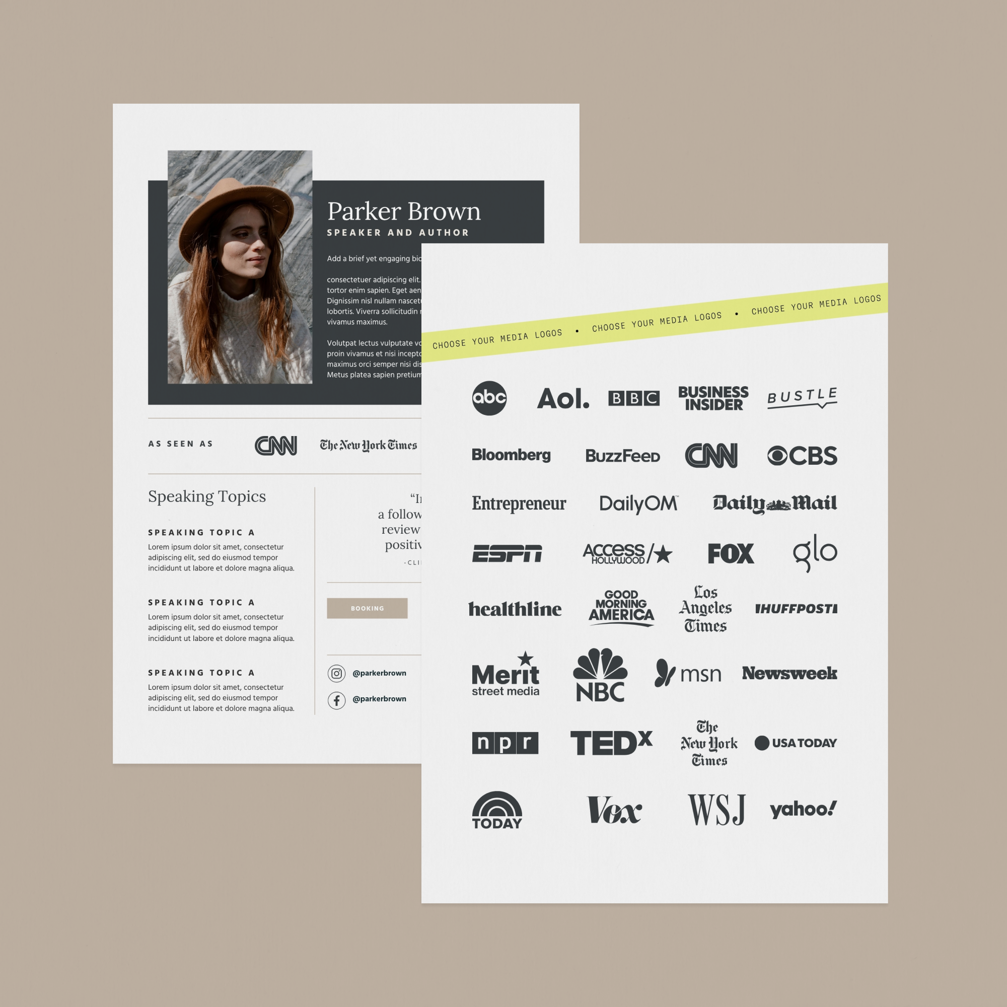 Parker Speaker One-Sheet Canva Template