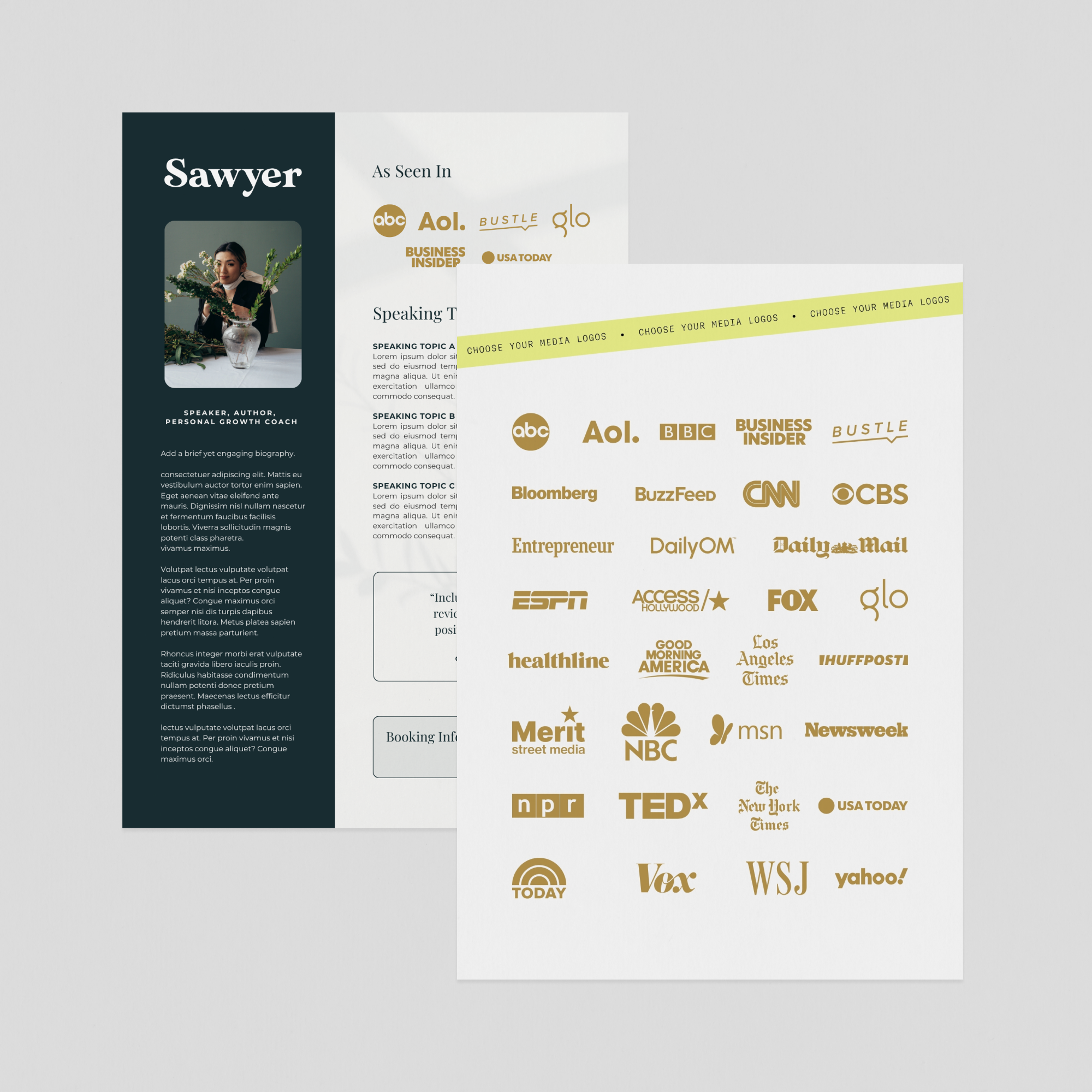 Sawyer Speaker One-Sheet Canva Template