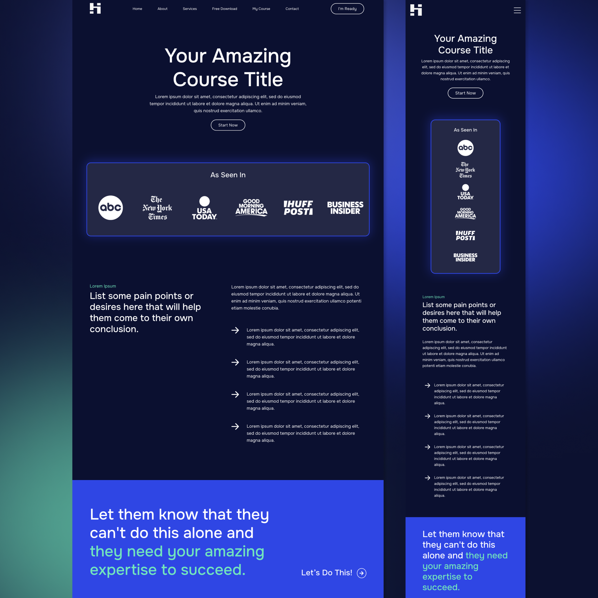 Hudson Kajabi Sales Page Template